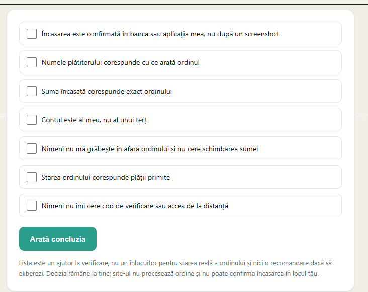 Checklistul dinainte de eliberarea crypto de pe acest site: șapte verificări bifate una câte una înainte de butonul din ordin